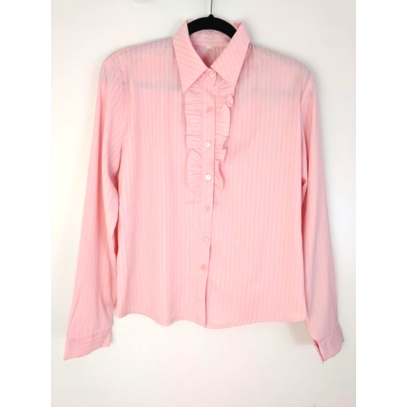Pink Striped Collared Long Sleeves Shirt - Picture 6 of 9